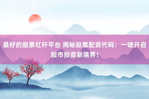 最好的股票杠杆平台 揭秘股票配资代码：一键开启股市投资新境界！