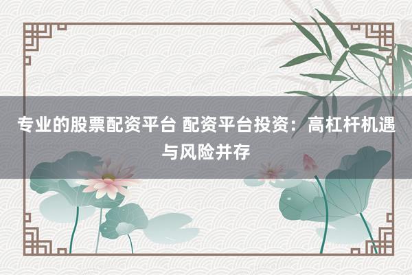 专业的股票配资平台 配资平台投资：高杠杆机遇与风险并存