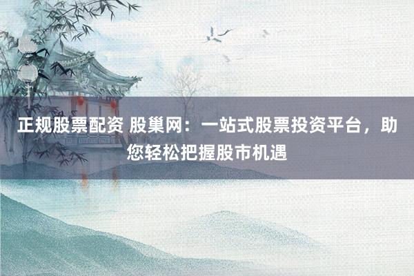 正规股票配资 股巢网：一站式股票投资平台，助您轻松把握股市机遇