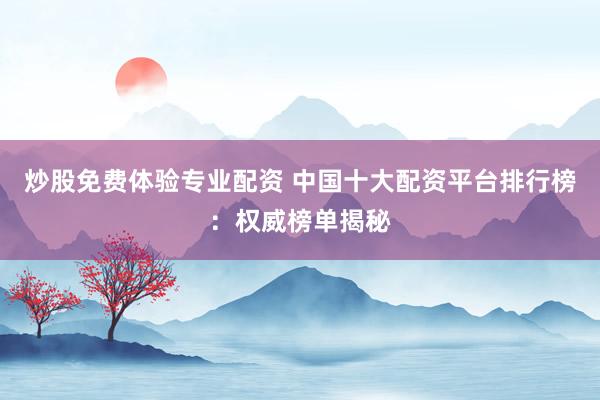炒股免费体验专业配资 中国十大配资平台排行榜：权威榜单揭秘