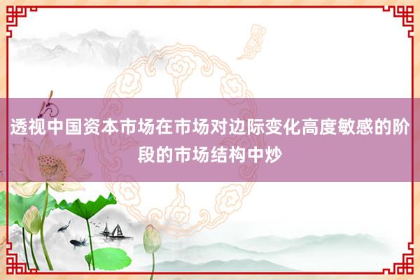 透视中国资本市场在市场对边际变化高度敏感的阶段的市场结构中炒