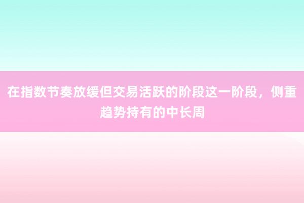 在指数节奏放缓但交易活跃的阶段这一阶段，侧重趋势持有的中长周