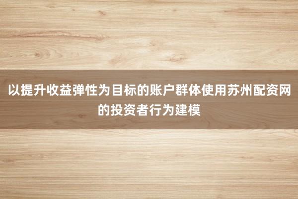 以提升收益弹性为目标的账户群体使用苏州配资网的投资者行为建模