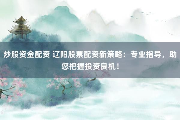 炒股资金配资 辽阳股票配资新策略：专业指导，助您把握投资良机！