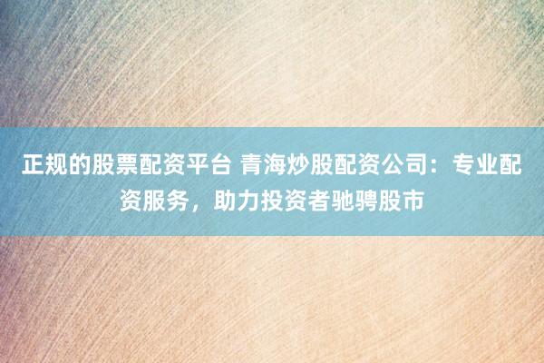 正规的股票配资平台 青海炒股配资公司：专业配资服务，助力投资者驰骋股市