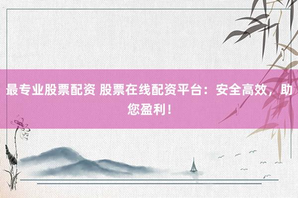 最专业股票配资 股票在线配资平台：安全高效，助您盈利！