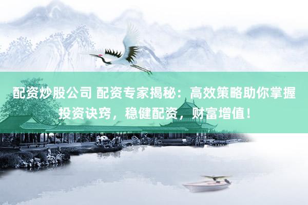 配资炒股公司 配资专家揭秘：高效策略助你掌握投资诀窍，稳健配资，财富增值！