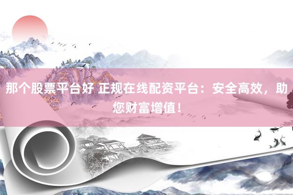 那个股票平台好 正规在线配资平台：安全高效，助您财富增值！